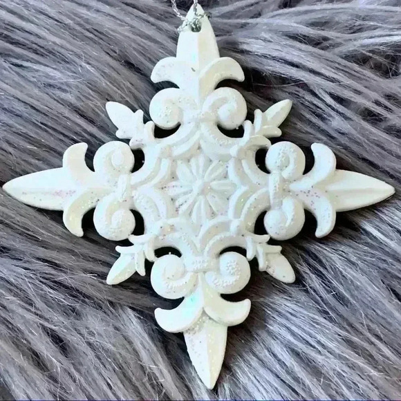 Iridescent White Sparkles Snowflake Ornament NWT - Picture 4 of 4